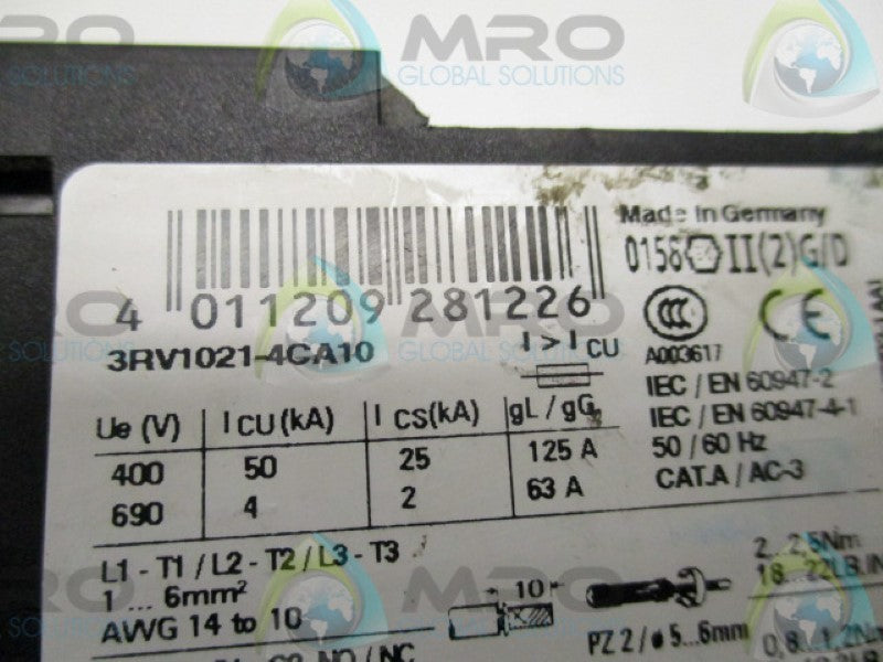 SIEMENS 3RV1021-4CA10 17-22A (AS PICTURED) UNMP