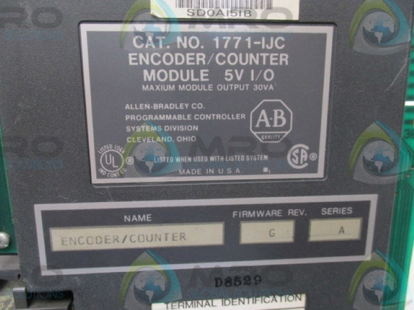 ALLEN BRADLEY 1771-IJC SER.A F/W G ENCODER/COUNTER MODULE (AS PICTURED)  UNMP