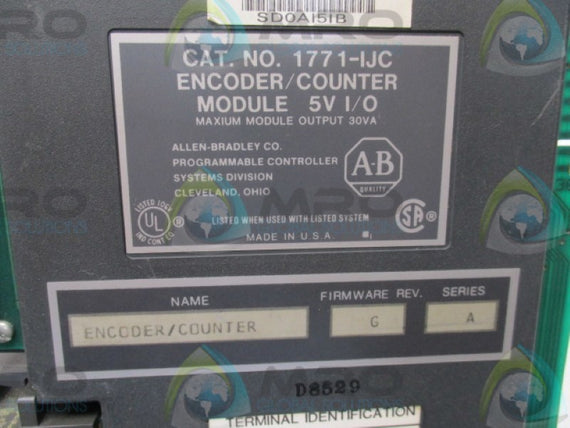 ALLEN BRADLEY 1771-IJC SER.A F/W G ENCODER/COUNTER MODULE (AS PICTURED)  UNMP