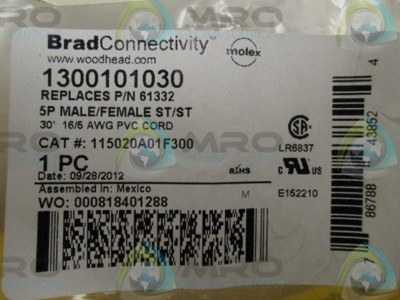 DANIEL WOODHEAD 61332 115020A01FS300 PVC CORD 5P   NSMP