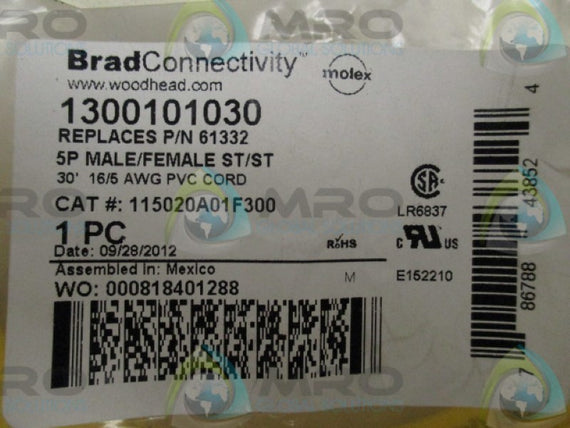 DANIEL WOODHEAD 61332 115020A01FS300 PVC CORD 5P   NSMP