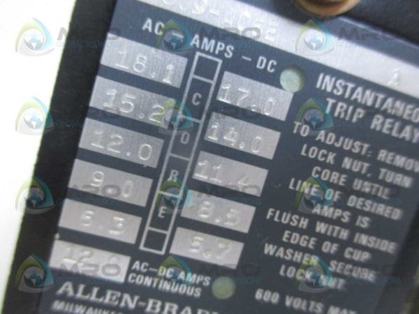 ALLEN BRADLEY 809-A06E SER. A RELAY (AS PICTURED) NSNP