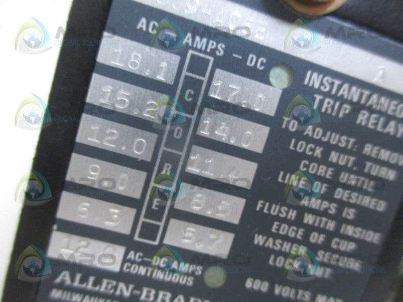 ALLEN BRADLEY 809-A06E SER. A RELAY (AS PICTURED) NSNP