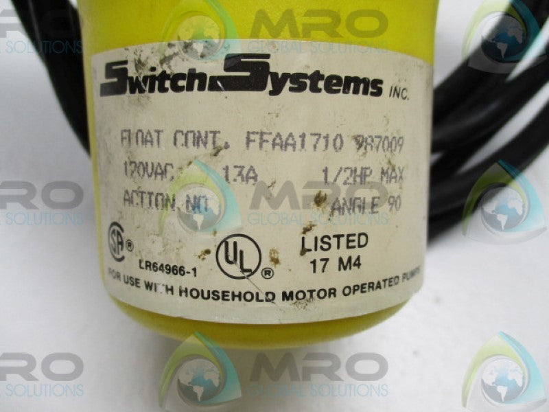 SWITCH SYSTEMS FFAA1710 PUMP FLOAT SWITCH 13A 120VAC  UNMP