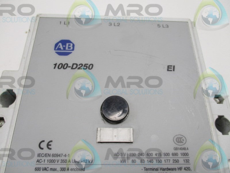 ALLEN BRADLEY 100-D250EI11  SER. B CONTACTOR   UNMP