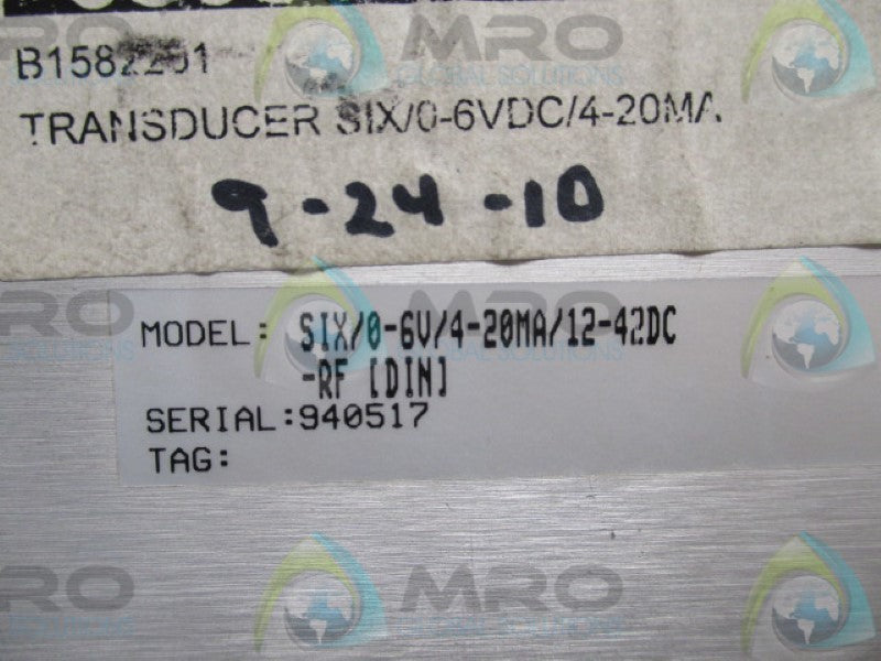 MOORE SIX/0-6V/4-20MA/12-42DC-RF[DIN] SIGNAL ISOLATOR  UNMP