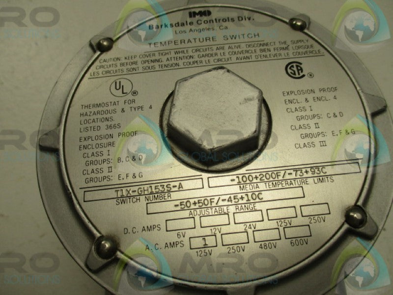 BARKSDALE T1X-GH153S-A TEMPERATRUE SWITCH -100+200F/-73+93C  NSNP
