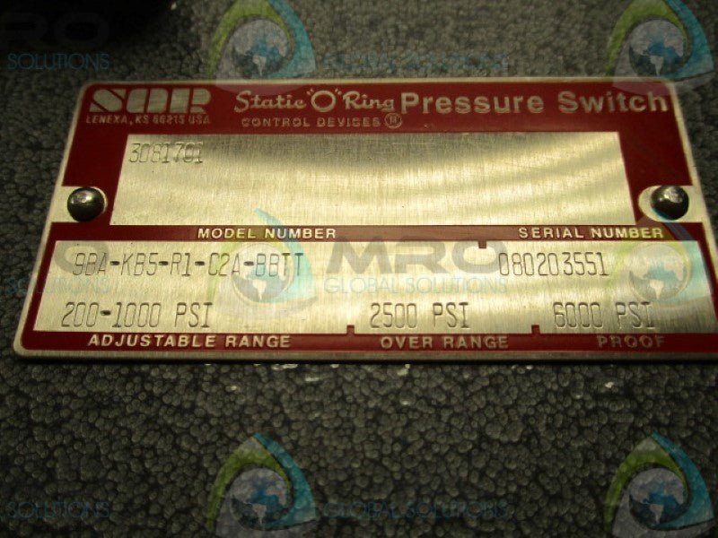 SOR 9BA-KB5-R1-C2A-BBTT PRESSURE SWITCH 200-1000PSI  NSNP