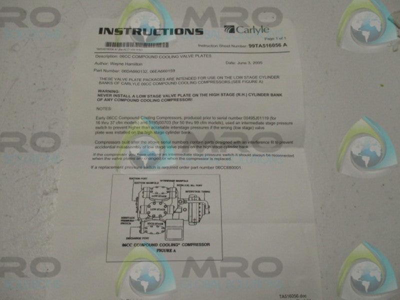 CARLYLE 06EA660159 VALVE PLATE PACKAGE  NSMP