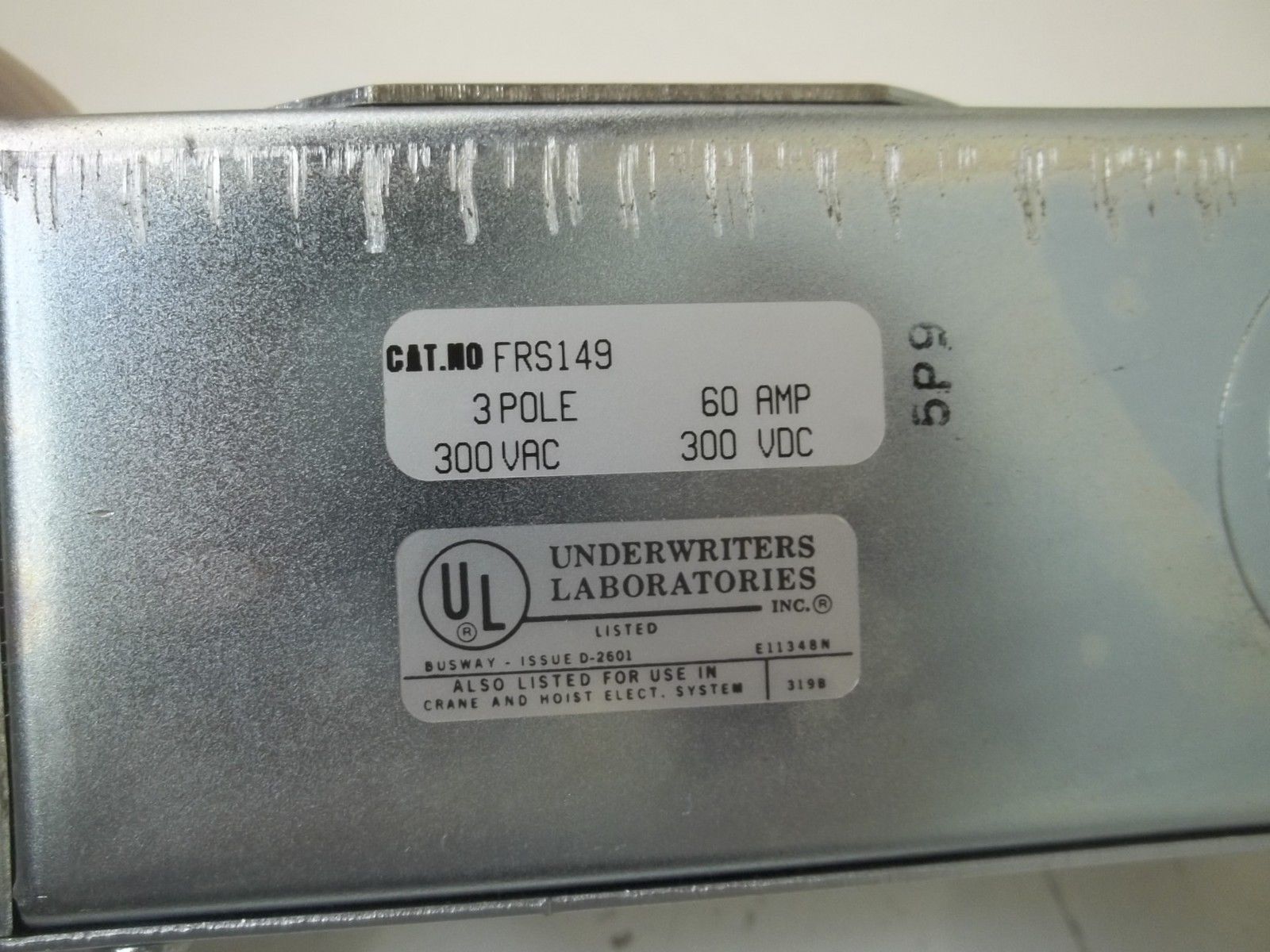 MRS POWER SYSTEM FRS149 END FEED BOX ASSY 60A 300VAC/300VDC 3POLEUNMP