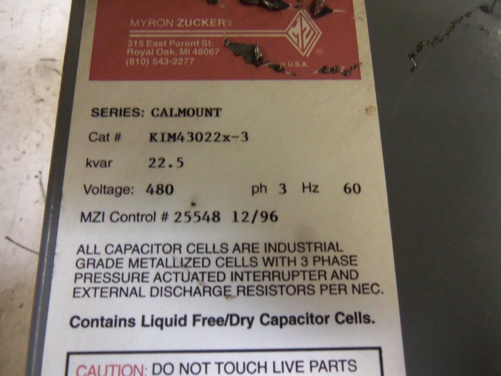 MYRON ZUCKER KIM43022X-3 POWER CAPACITOR UNMP