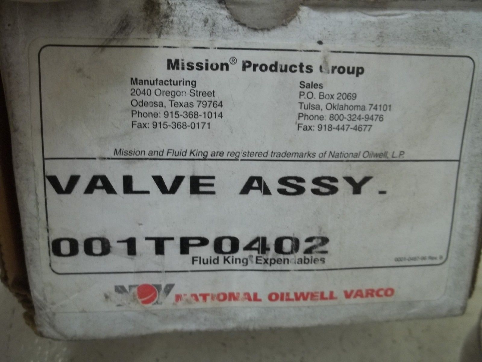 NATIONAL OILWELL VARCO 001TP0402 UNMP