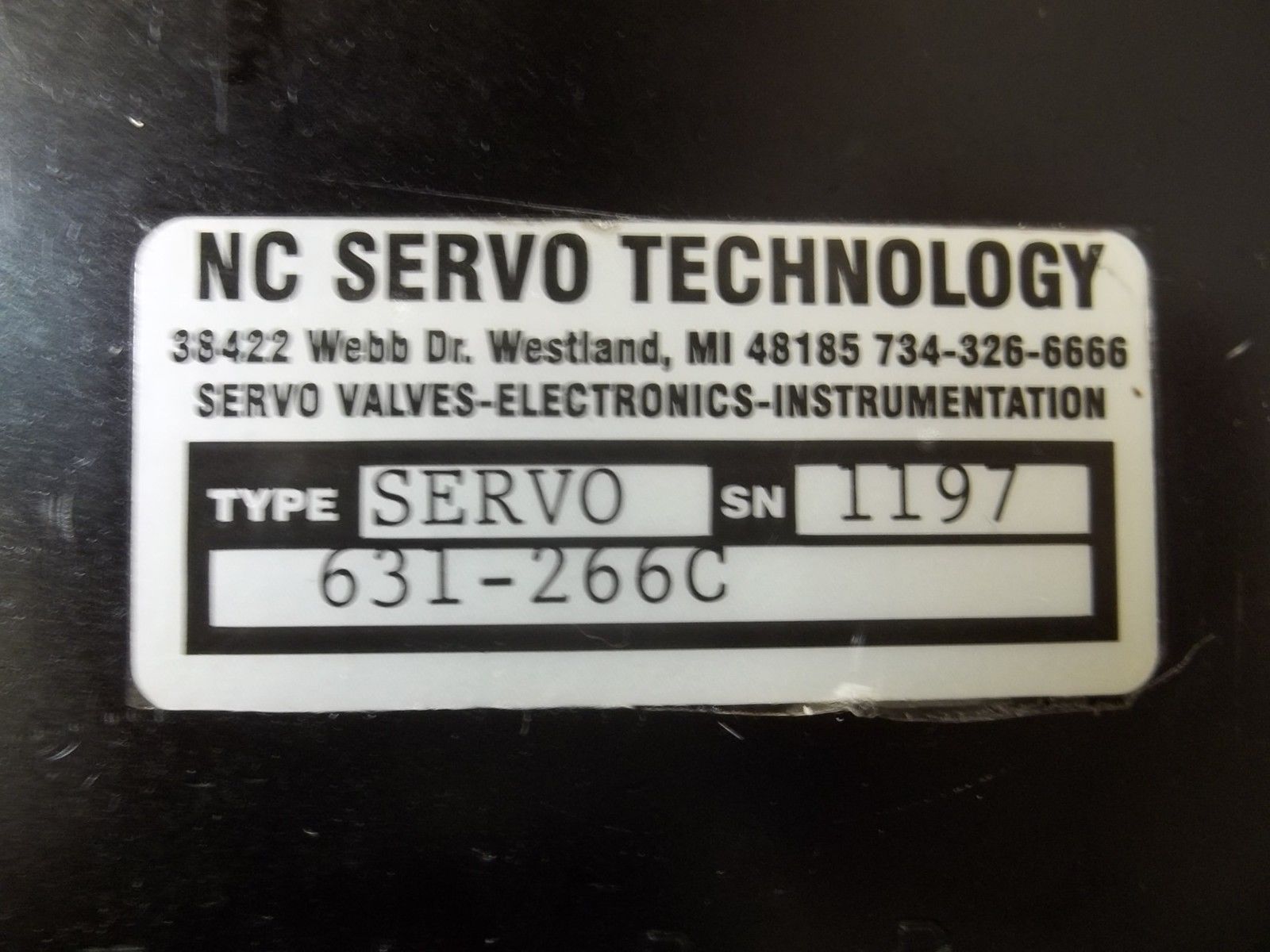 NC SERVO TECHNOLOGY 631-266C TYPE SERVO UNMP
