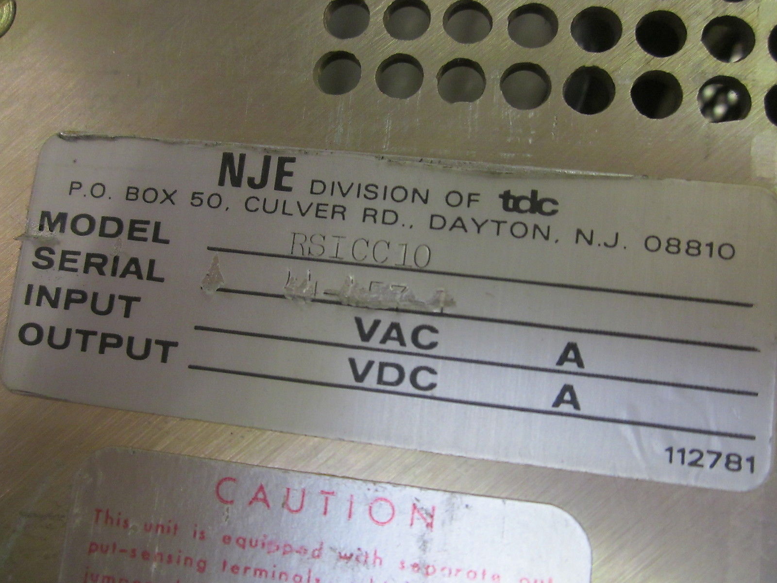 NJE RSICC10 POWER SUPPLYUNMP
