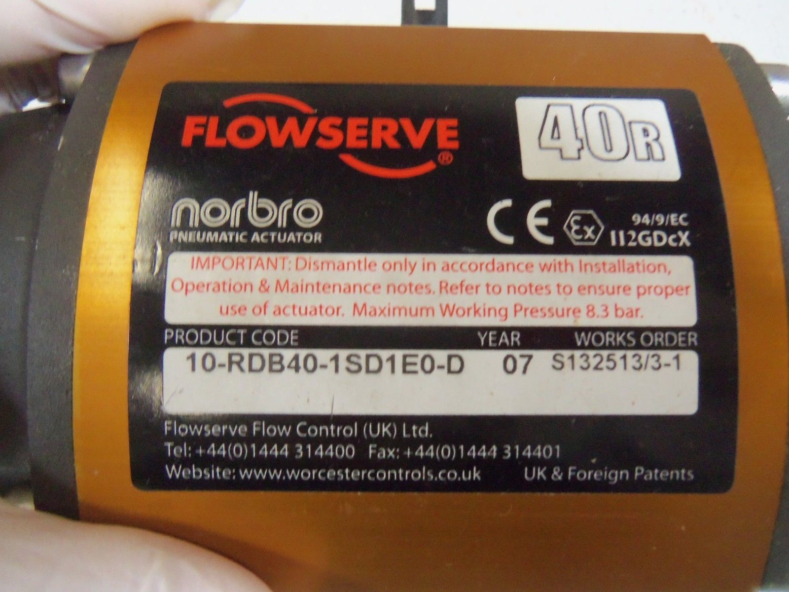 FLOWSERVE NORBRO 40R 10-RDB40-1SD1E0-D PNEUAMATIC ACTUATOR UNMP