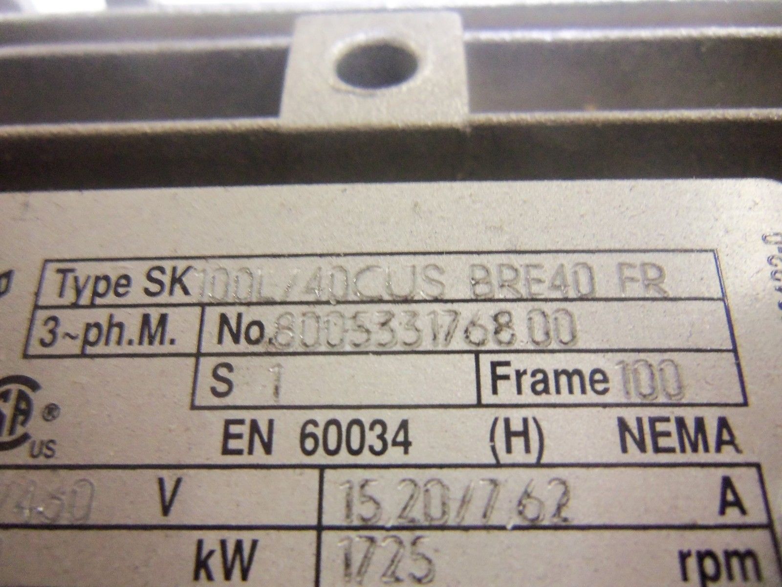 NORD 100L/40CUSBRE40FR MOTOR 3 HP 1725 RPM *NEW NO BOX*