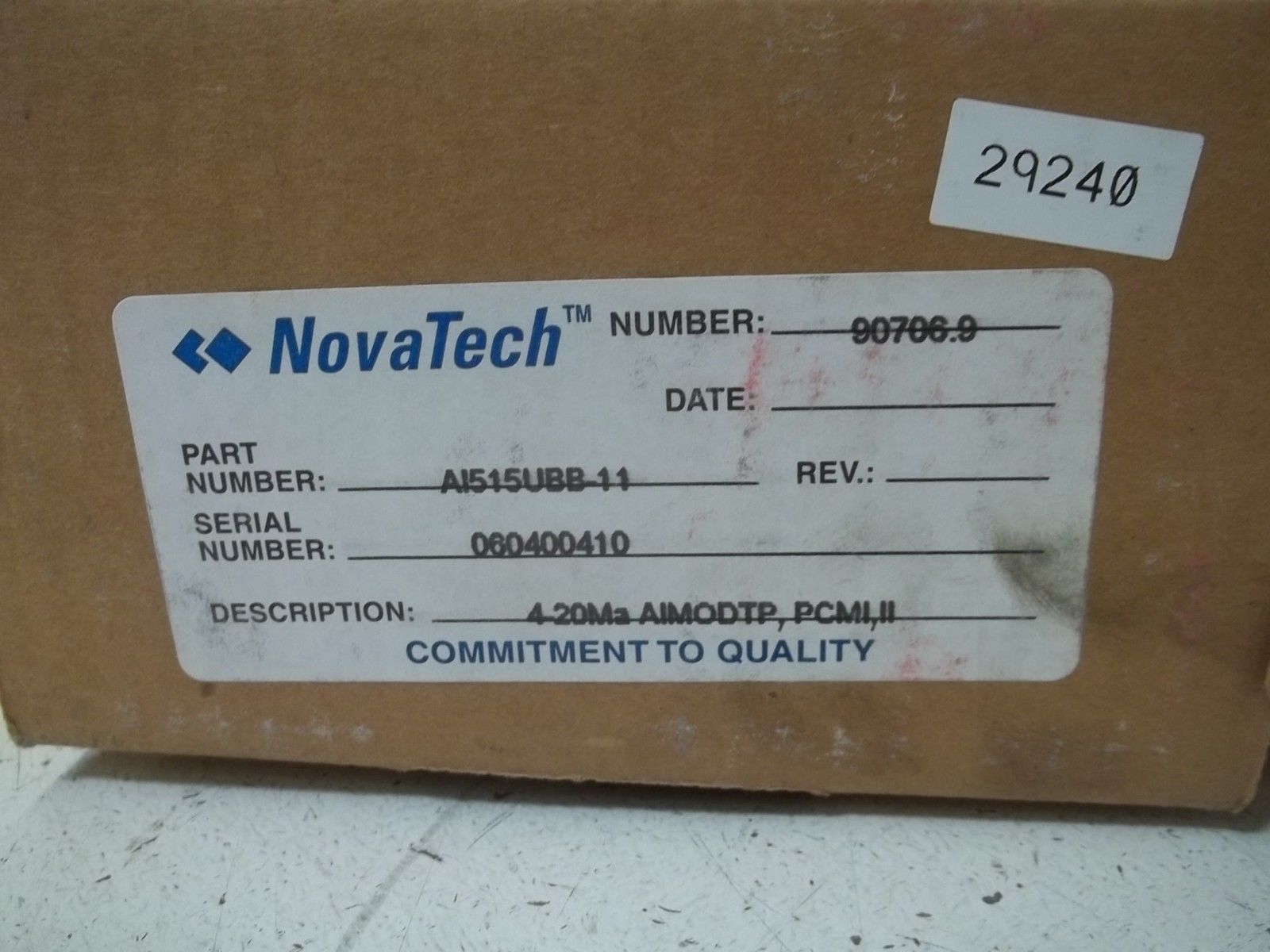 NOVATECH AI515UBB-11 4-20MA AIMODTP, PCMI,II NSMP