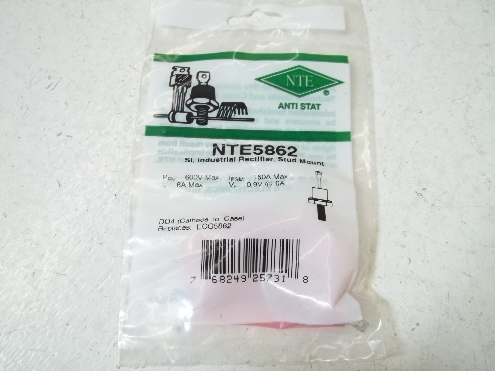 NTE INC. NTE5862 SI. RECTIFIER.STUD MOUNT NSMP