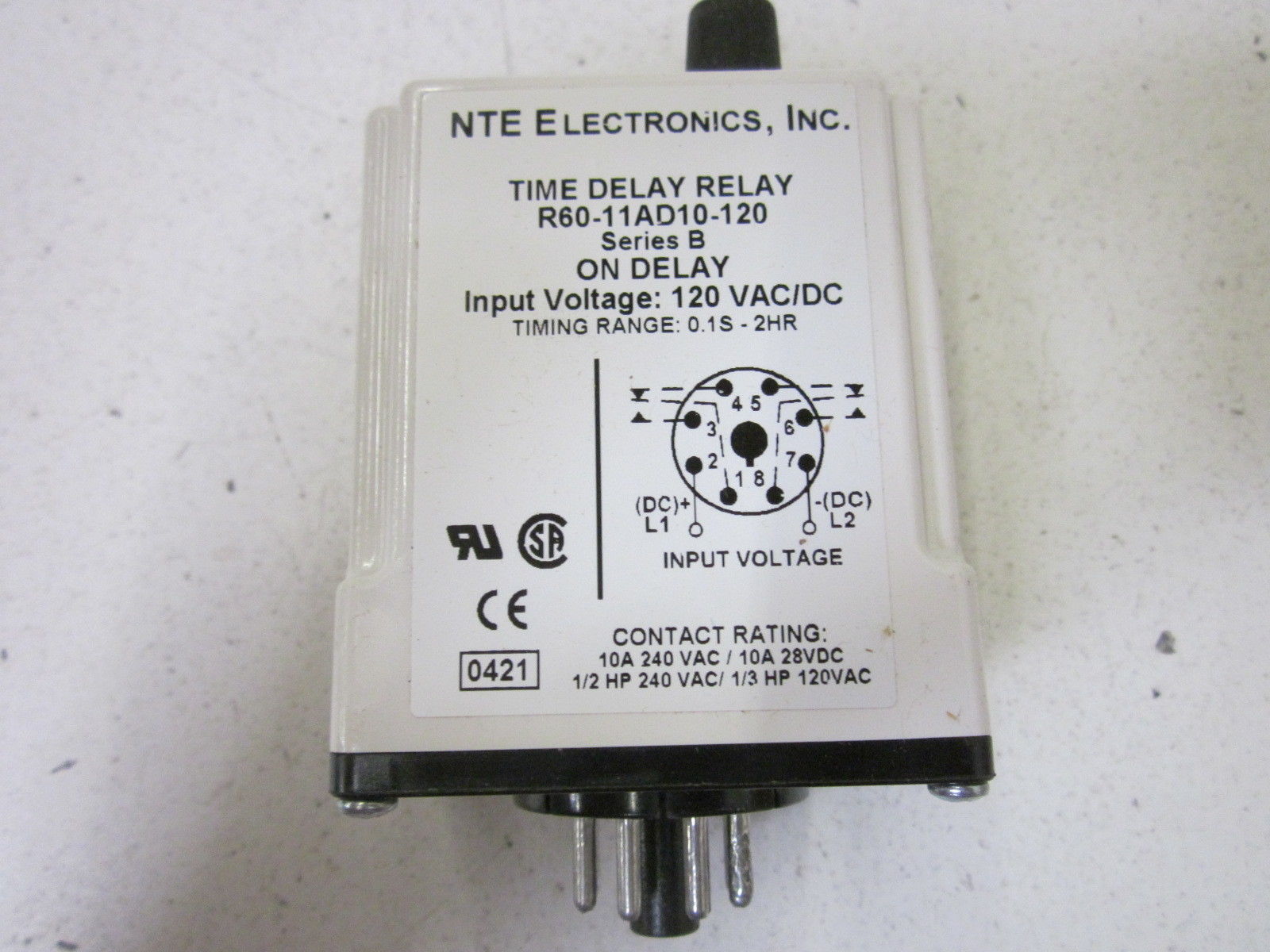NTE R60-11AD10-120 SER. B  TIME RELAY 0.1S-2HR 120VAC/DC  NSMP
