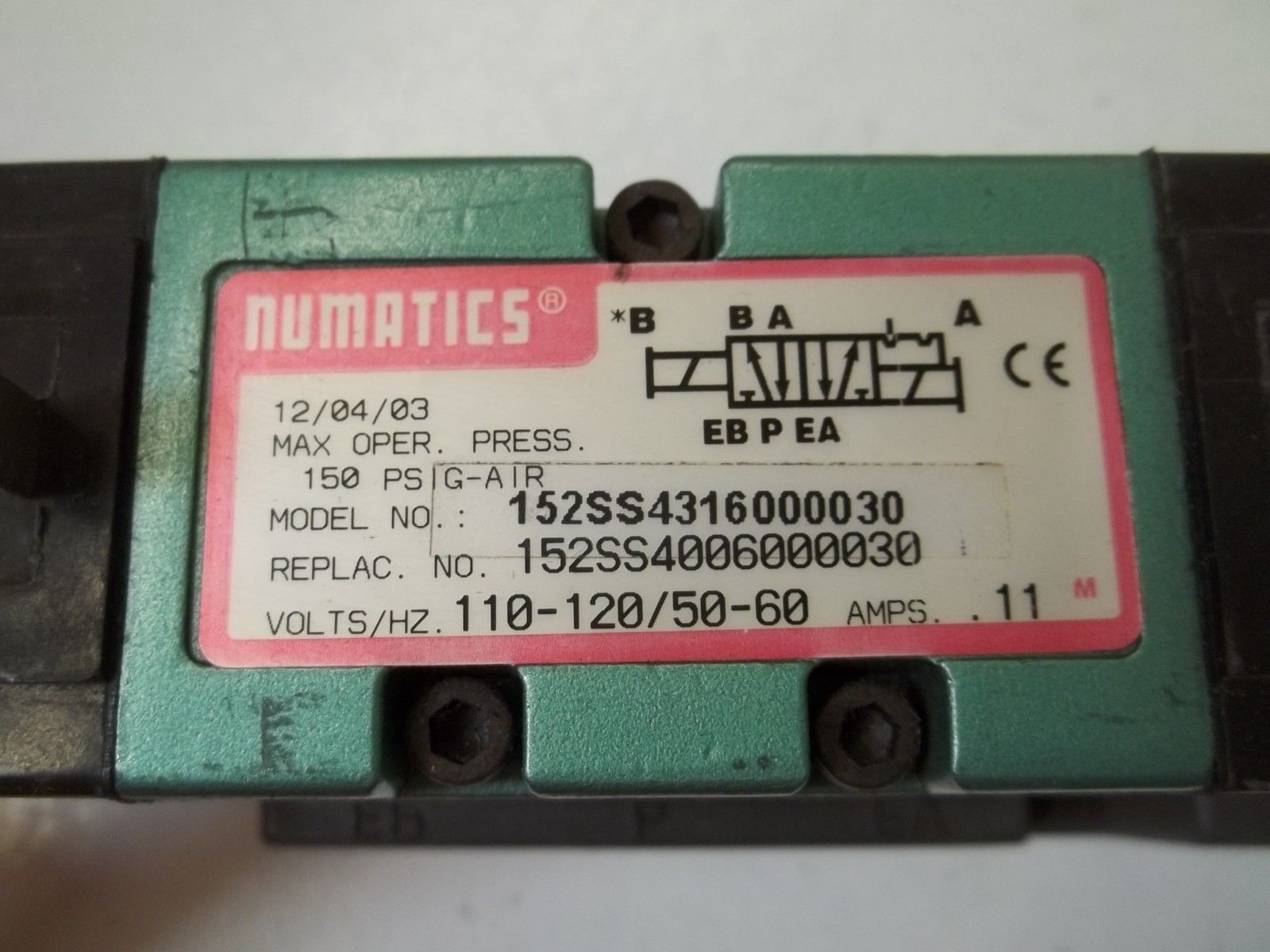 NUMATICS 152SS4316000030 PNEUMATIC VALVE UNMP
