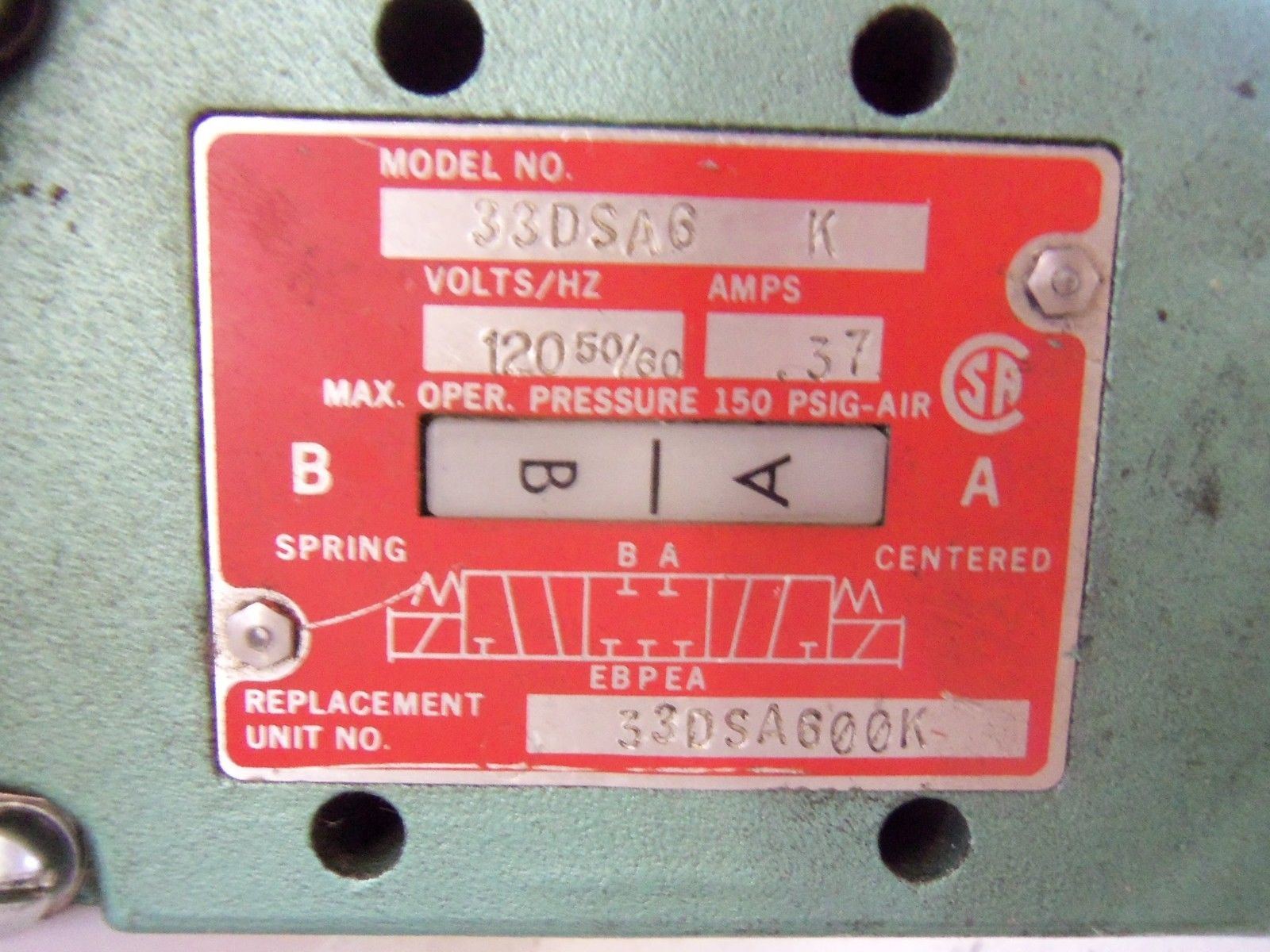 NUMATICS 33DSA6 K SOLENOID VALVE UNMP