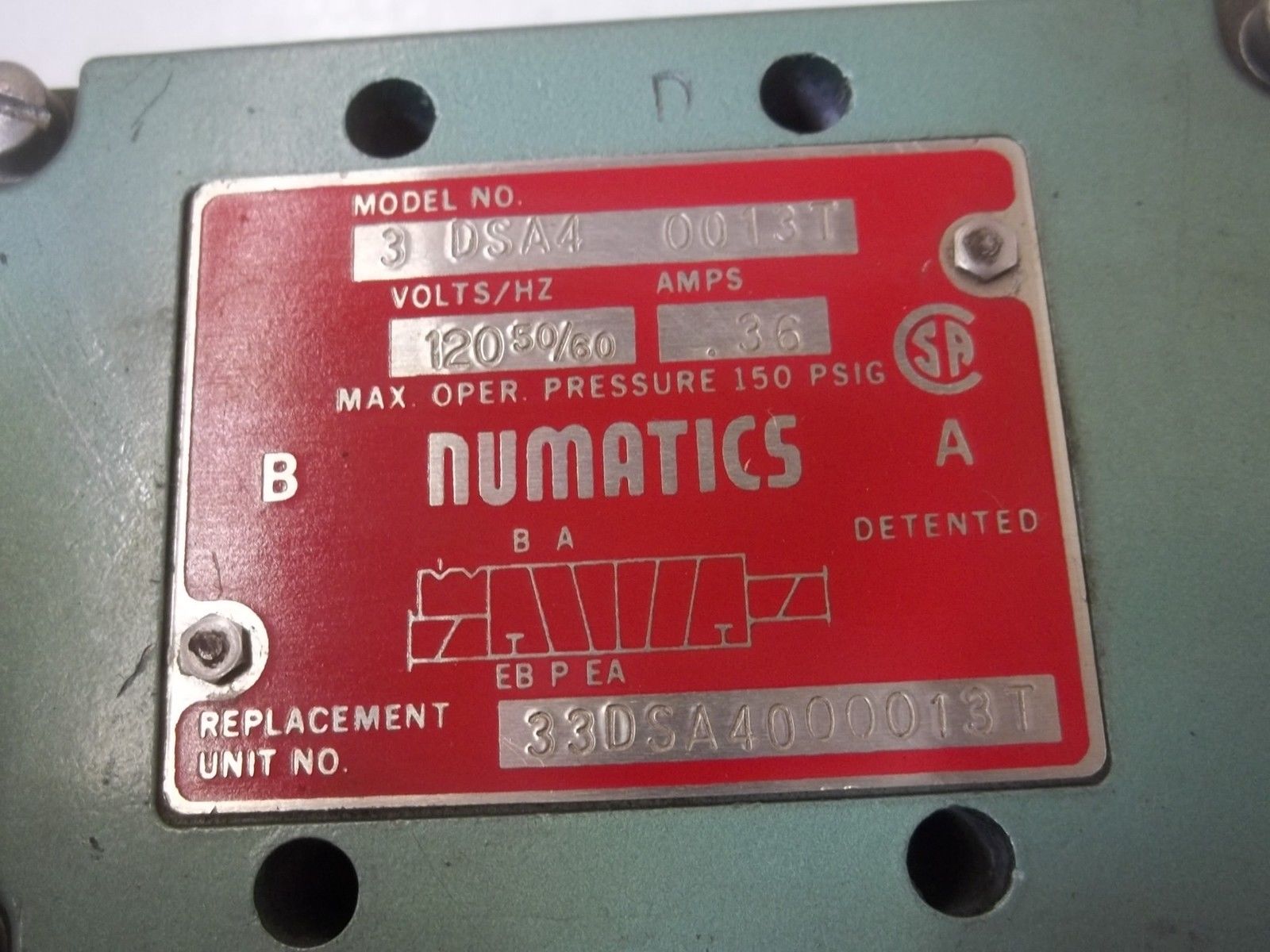 NUMATICS 3DSA4 0013T DUAL AIR  VALVE UNMP