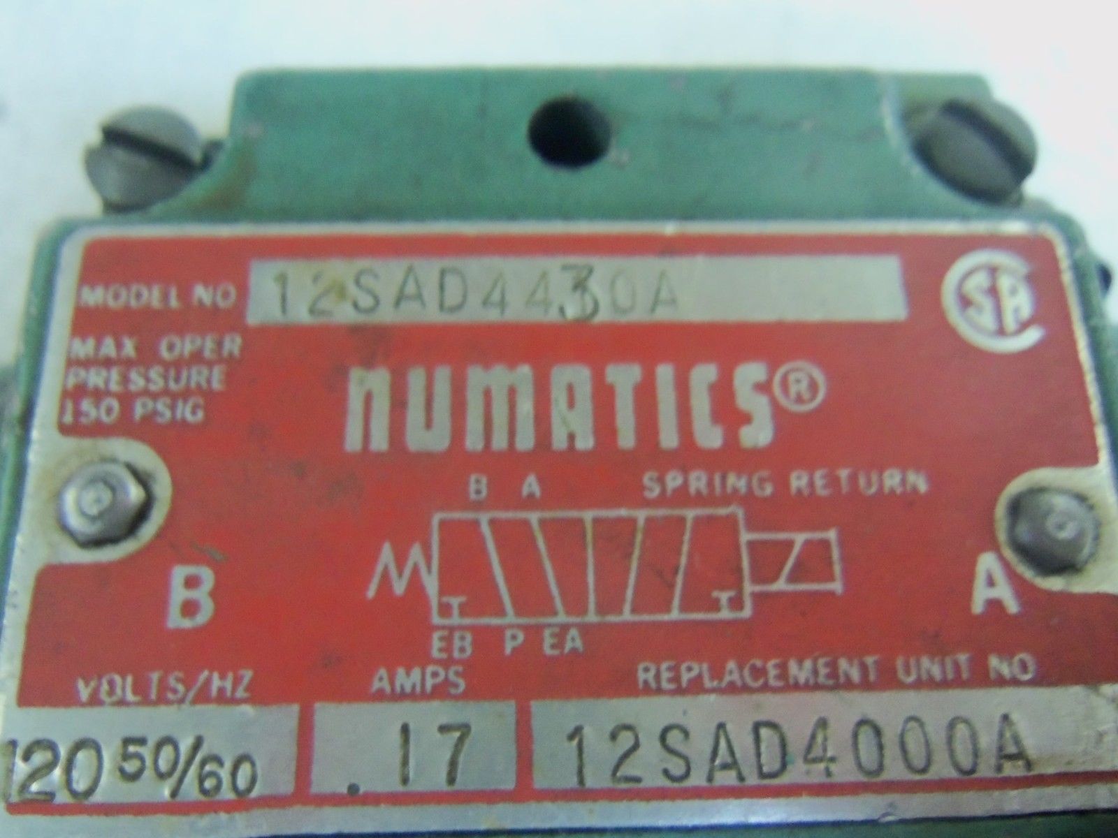 NUMATICS VALVE 12SAD4430A UNMP