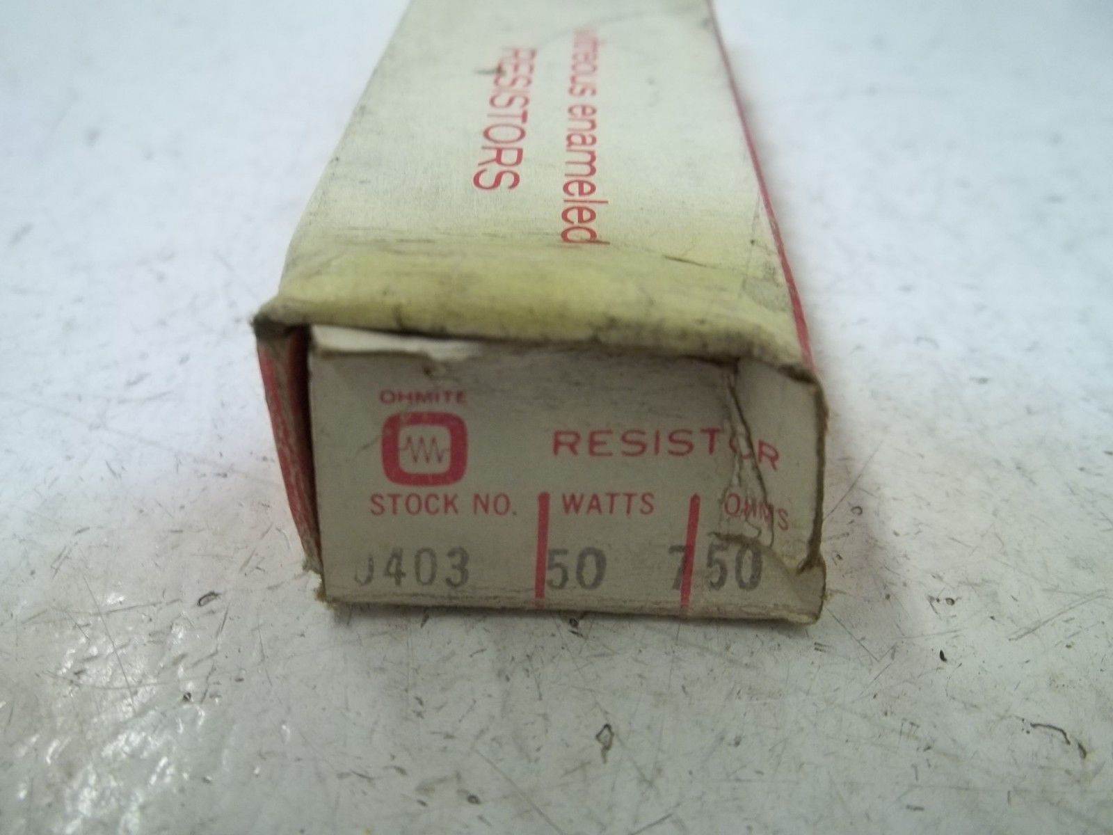 OHMITE 0403 (L50J750) RESISTOR 50WATTS, 750 OHMS UNMP