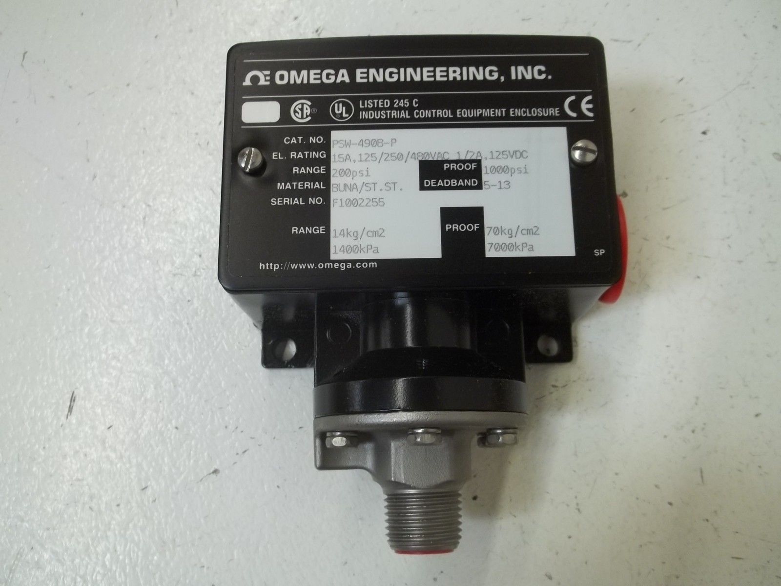 OMEGA PSW-490B-P PRESSURE SWITCH 200 PSI NSMP
