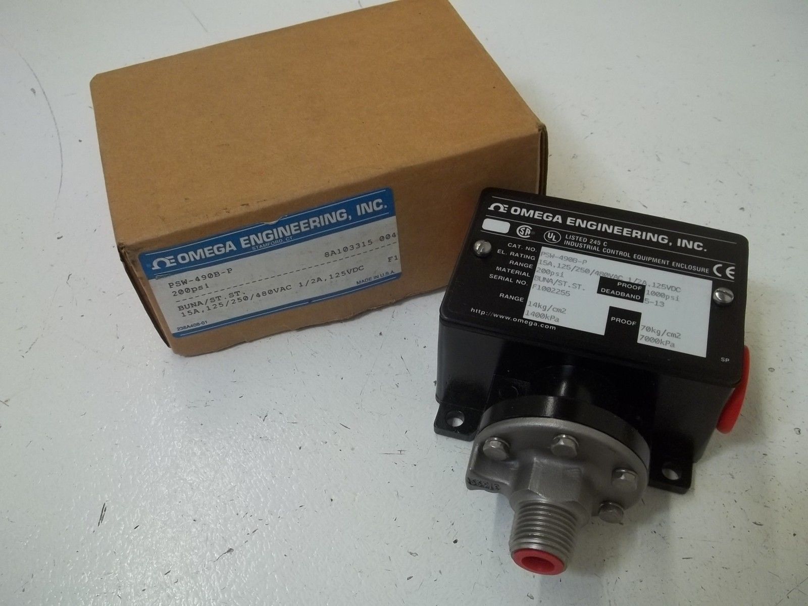OMEGA PSW-490B-P PRESSURE SWITCH 200 PSI NSMP