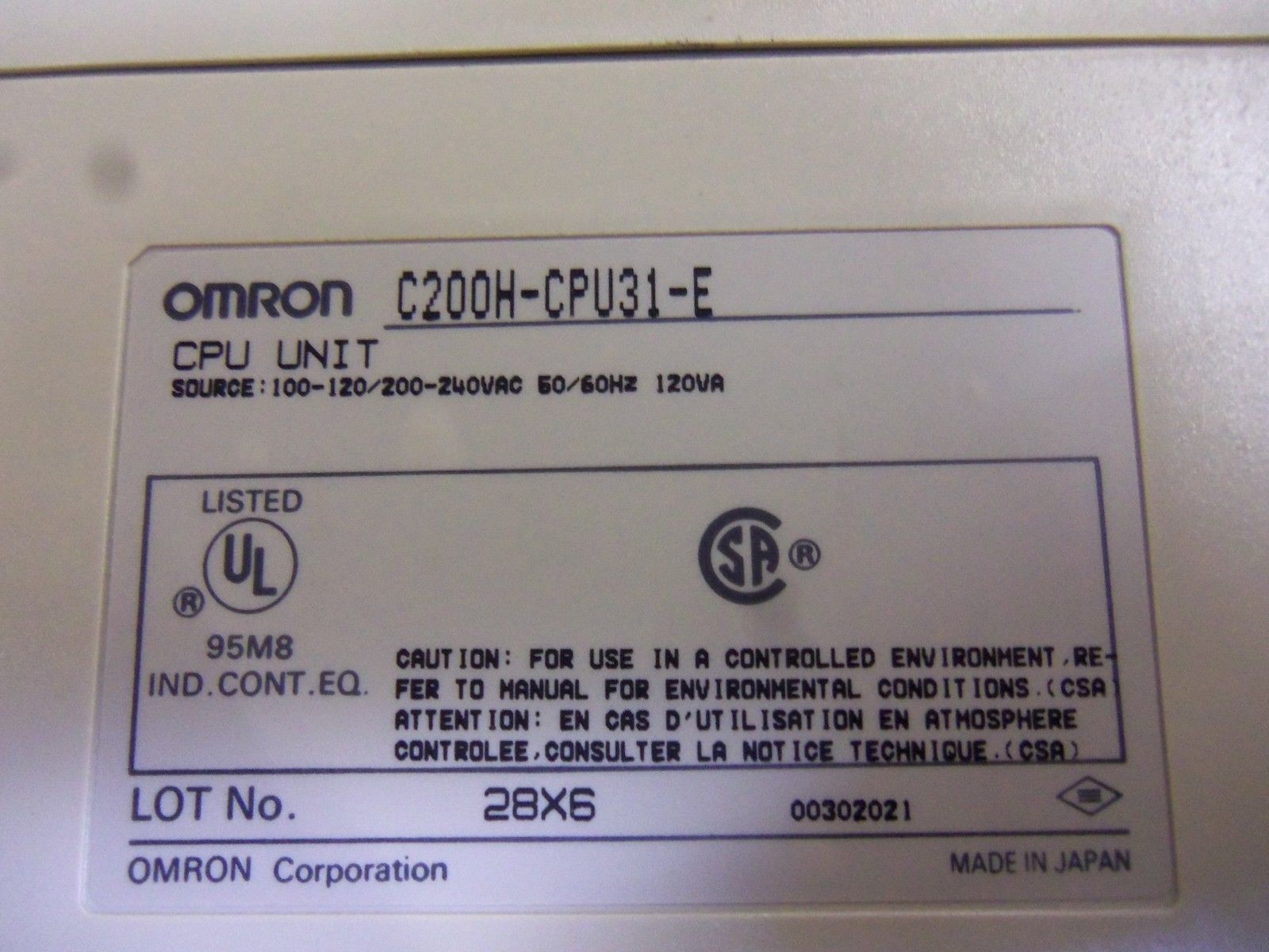 OMRON C200H-CPU31-E  UNMP