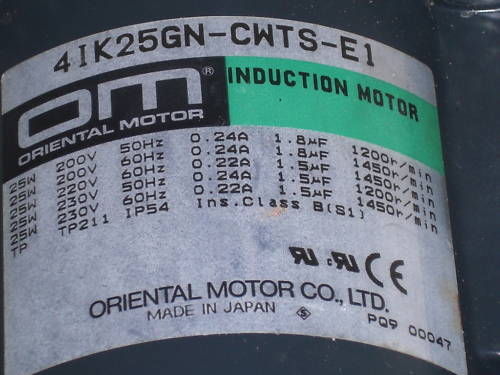 ORIENTAL MOTOR 4IK25GN-CWTS-E1 INDUCTION MOTOR NSNP