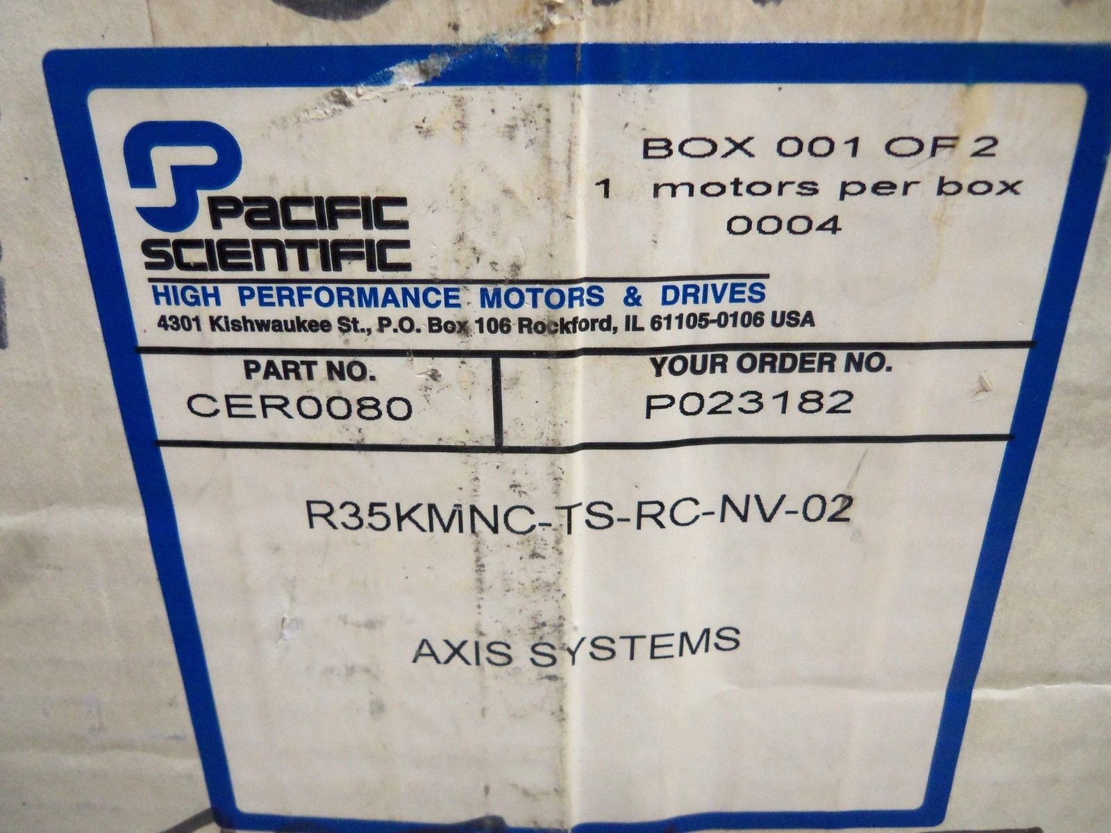 PACIFIC SCIENTIFIC R35KMNC-TS-RC-NV-02 SERVO MOTOR NSMP