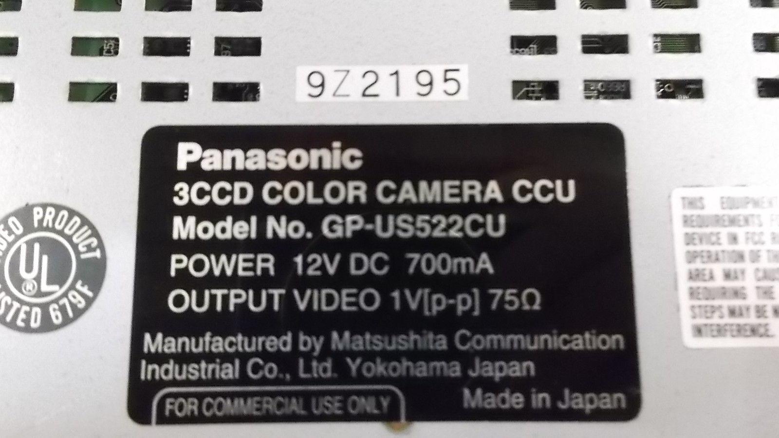 PANASONIC GP-US522CU CAMERA CONTROL UNIT UNMP