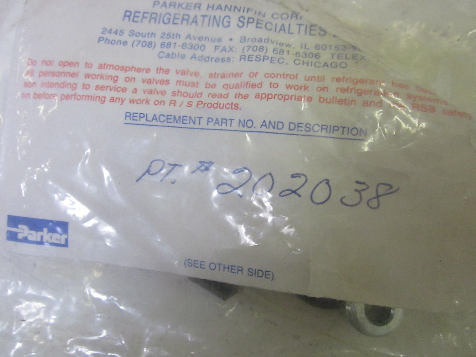 PARKER 202038 MAIN VALVE PLUG KIT NSMP