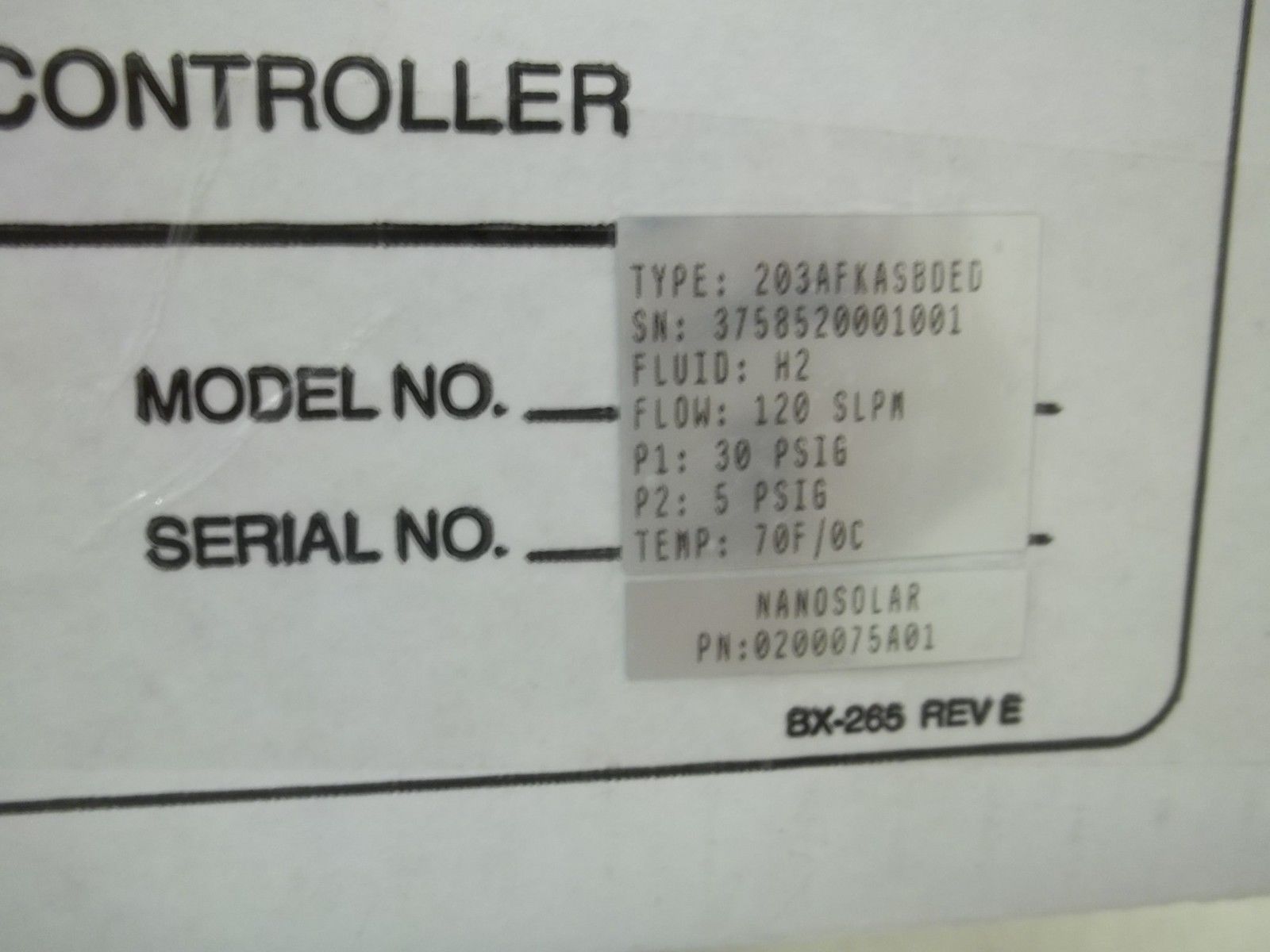 PARKER 203AFKASBDED MASS FLOWMETER/FLOW CONTROLLER NSMP