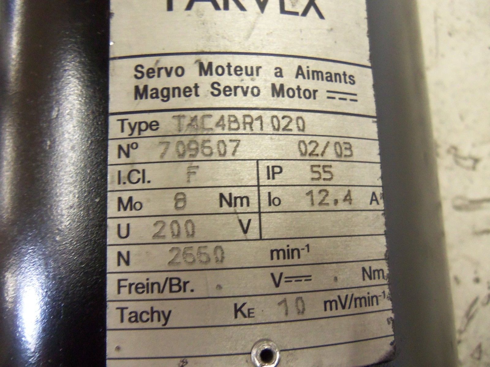 PARVEX T4C4BR1020 SERVO MOTOR UNMP