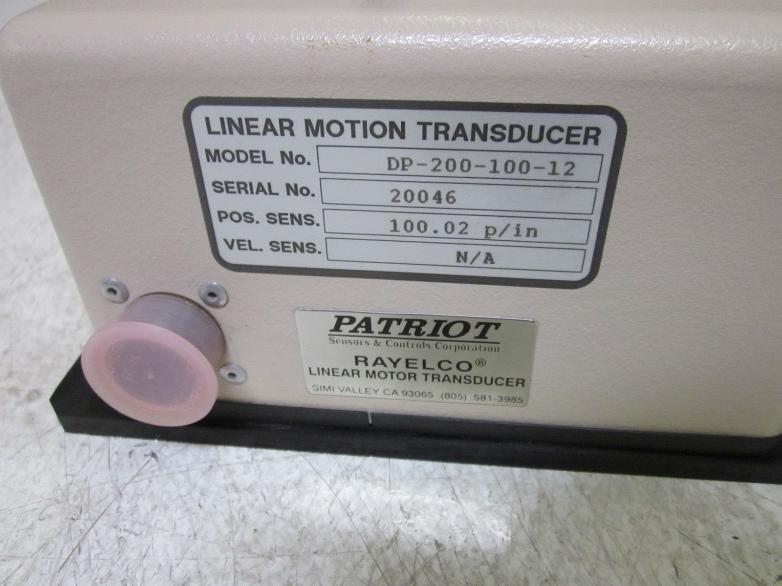 PATRIOT DP-200-100-12 LINEAR MOTION TRANSDUCER NSNP