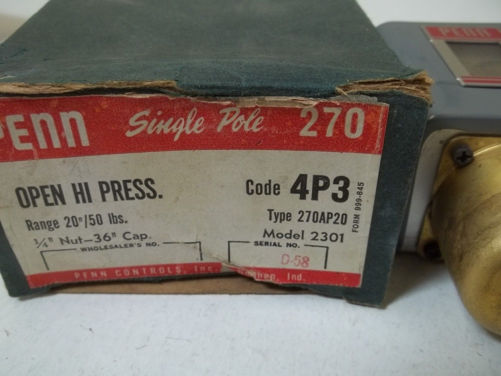 PENN 270AP20 MODEL 2301 OPEN HI PRESSURE UNMP