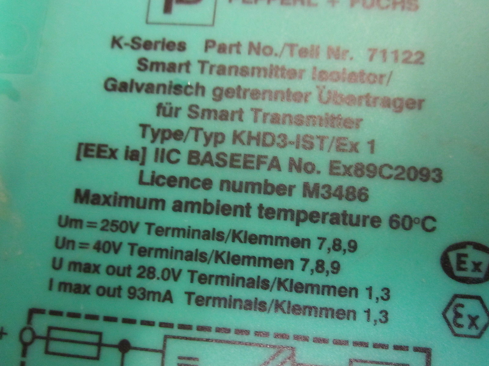 PEPPERL+FUCHS KHD3-ICR/EX130200 TRANSFORMER ISOLATED REPEATER UNMP