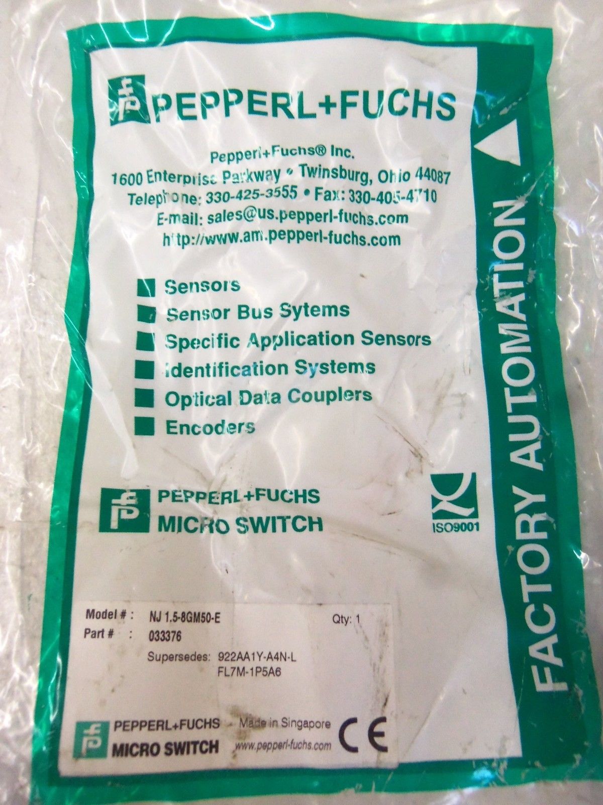 PEPPERL+FUCHS NJ1.5-8GM50-E *NEW IN FACTORY BAG*