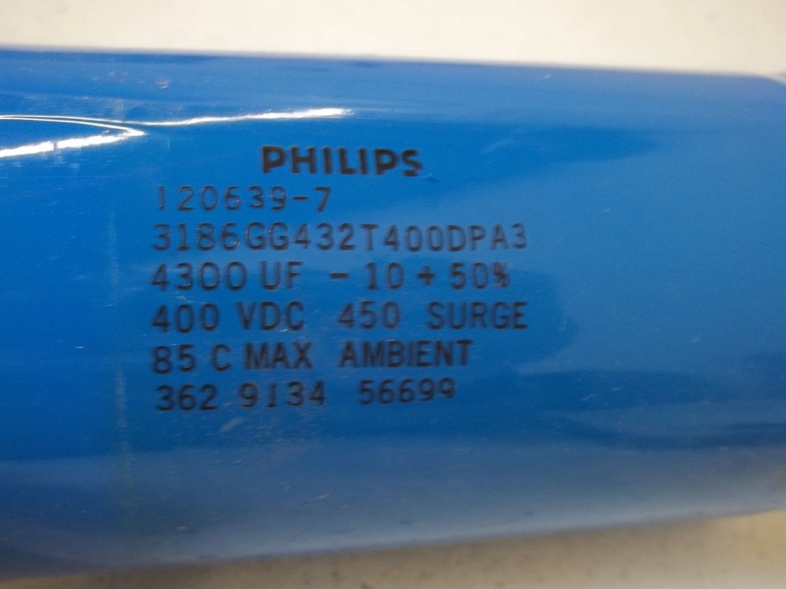 PHILIPS 120639-7 3186GG432T400DPA3 43000UF 400VDC UNMP