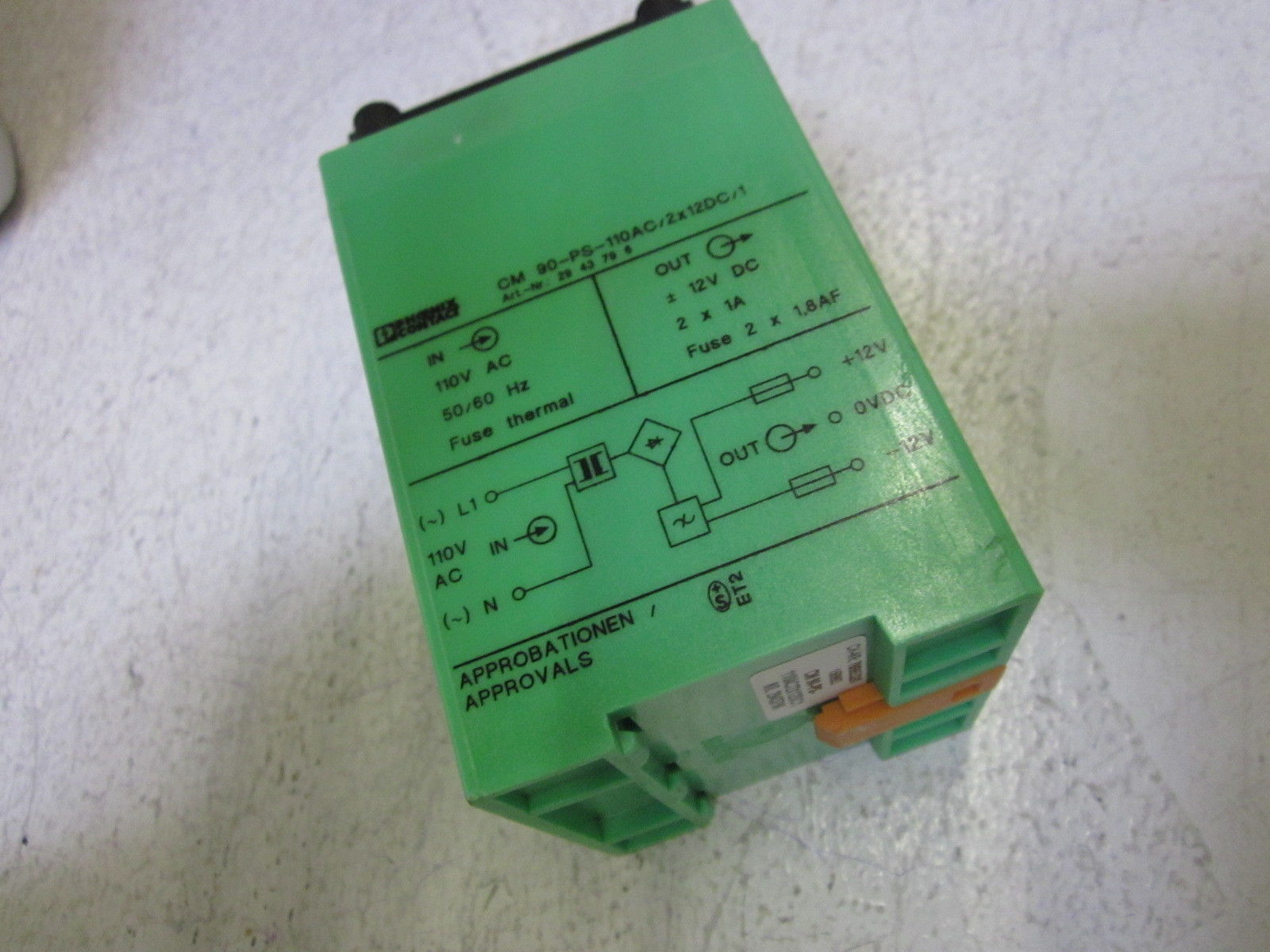PHOENIX CONTACT CM 90-PS-110AC/2X12DC/1 DIN RAIL PWR SUPPLY UNMP