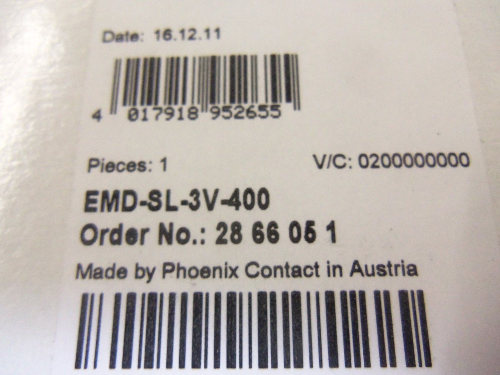 PHOENIX CONTACT EMD-SL-3V-400 2866051 MONITORING RELAY *NEW IN BOX*