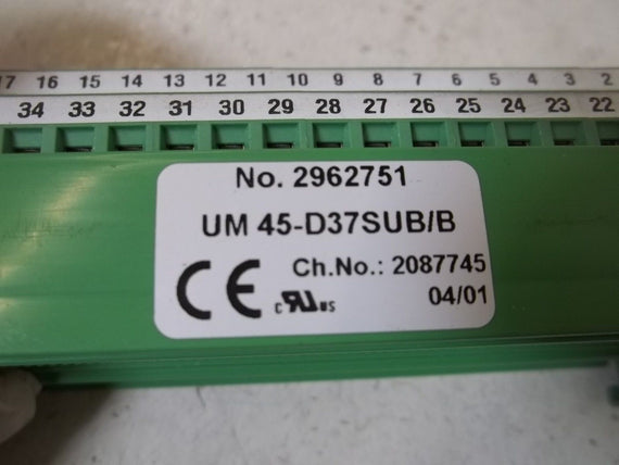 PHOENIX CONTACT UM45-D35SUB/B BREAK OUT MODULE *USED*