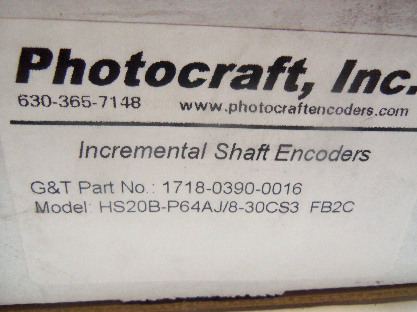 PHOTOCRAFT, INC. HS20B-P64AJ/8-30CS3 ENCODER UNMP