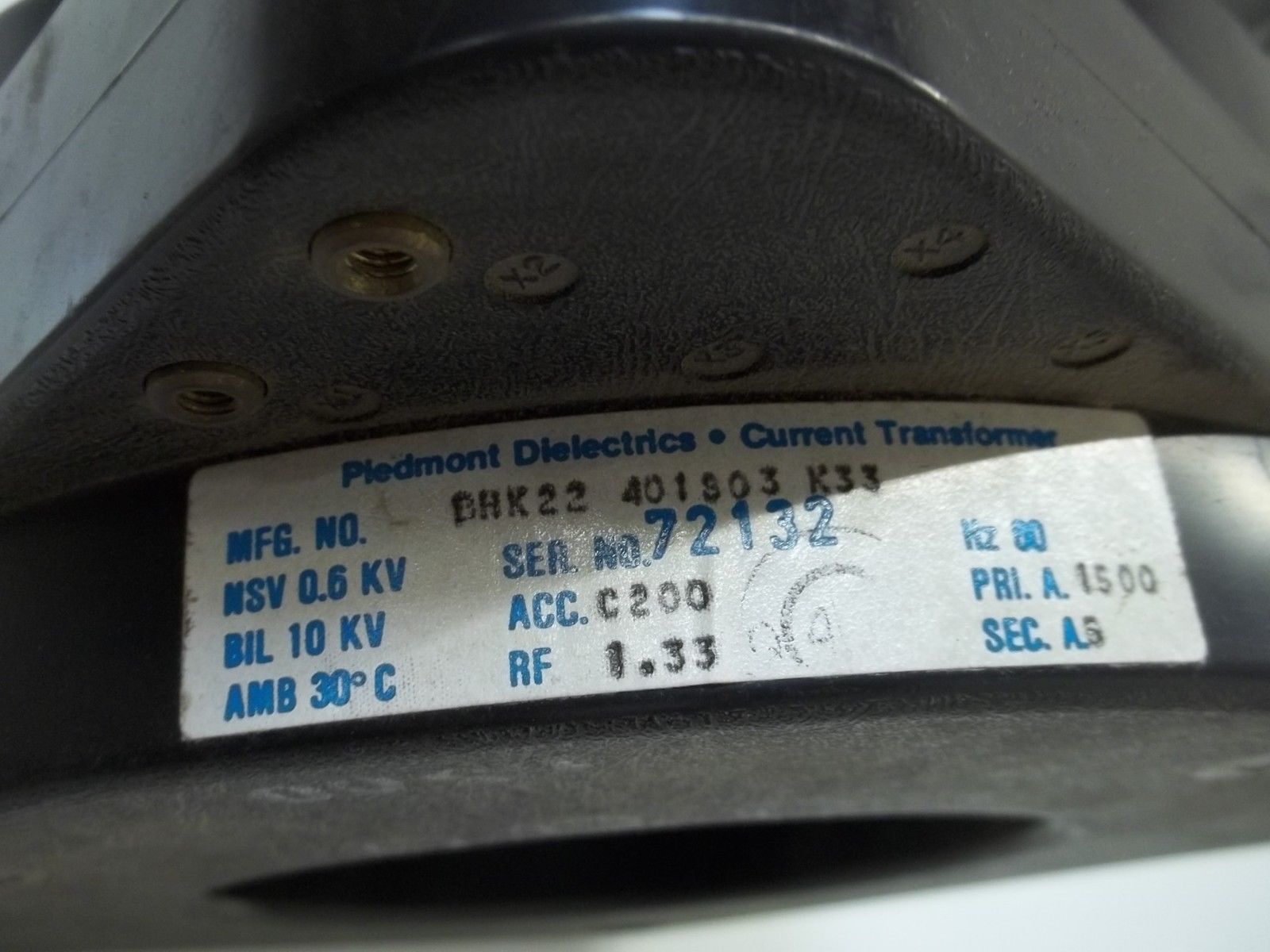 PIEDMONT DIELECTRICS BHK22401803K33 CURRENT TRANSFORMER UNMP