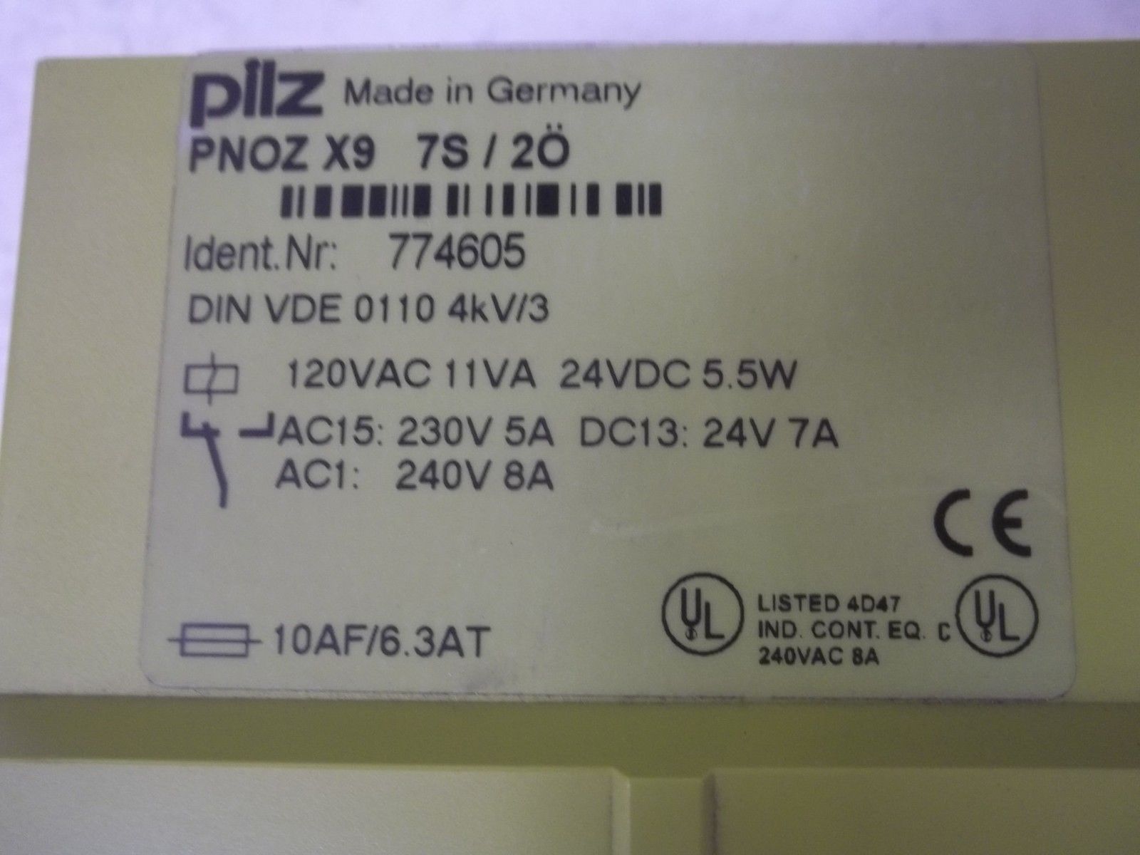 PILZ PNOZ X9 7S/2O SAFETY RELAY UNMP