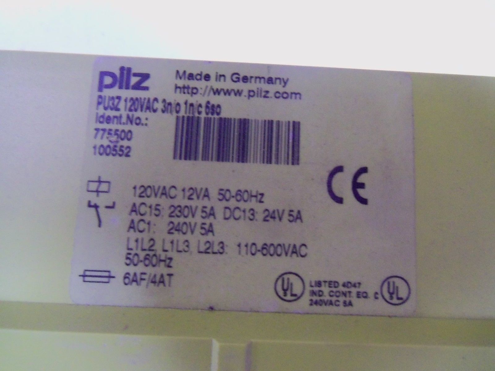 PILZ PU3Z120VAC 3n/o 1n/c 6so NSMP