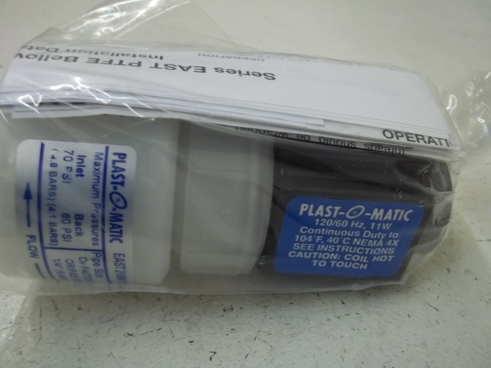 PLAST-O-MATIC EAST2V8W11-PP120/60 1/4" POLYPRO SOLENOID VALVE NSMP